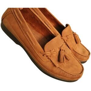 Earth Shoe Mens Tan Nubuck Leather Loafer 10D Tassel Kiltie Manning Brazil Fall